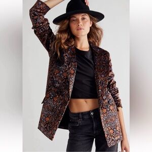 Women's Black and Brown Floral Jacket